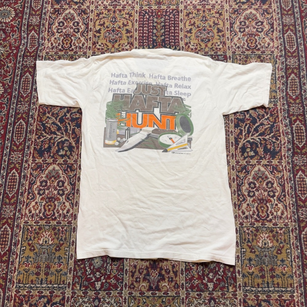 VTG 90s Coed Sportswear Just Hafta Hunt T Shirt White Large Made in USA 90s Tee